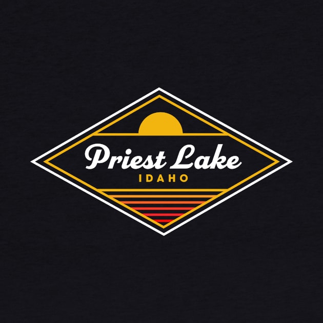 Priest Lake Idaho Priest Lake Camping Retro Sunset by PodDesignShop